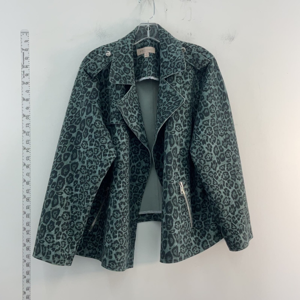 Philosophy Green Cheetah Print Women's XL Basic Jacket